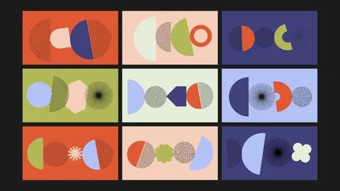 Abstract minimal shape collage background Set Stock Illustration