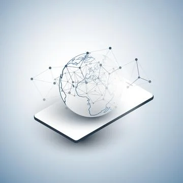 Abstract Minimal Style Cloud Computing, Networks Structure, Telecommunicati.. Stock Illustration