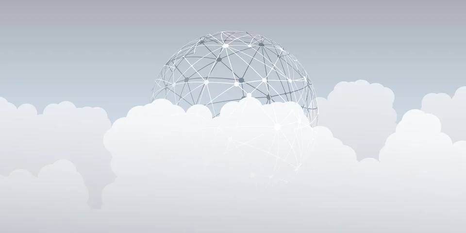 Abstract Minimal Style Cloud Computing, Networking and Telecommunications C.. Stock Illustration