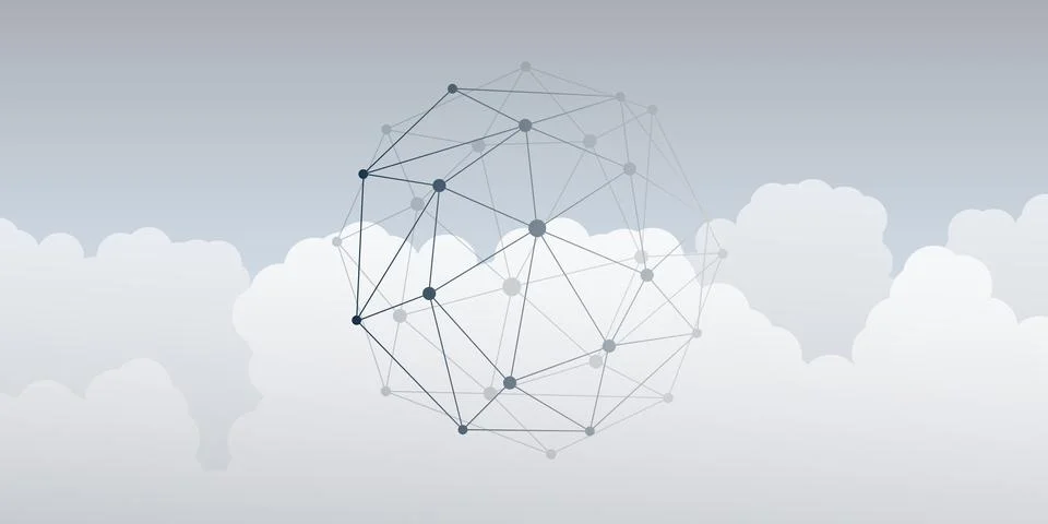 Abstract Minimal Style Cloud Computing, Networking and Telecommunications C.. Stock Illustration
