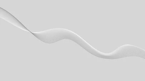 Abstract Minimal Wave Lines on Light Gray Background, Elegant Flowing Curve.. Stock Illustration
