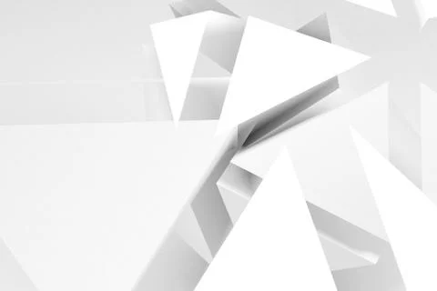 Abstract minimal white triangular background, 3d Stock Illustration