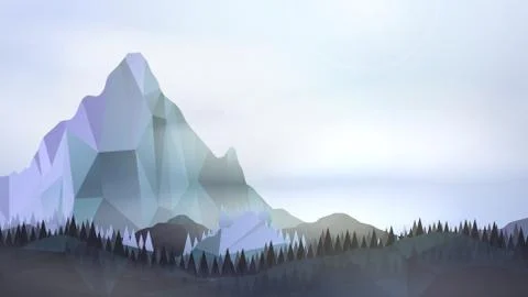 Abstract Minimal Winter Landscape - Vector Illustration Stock Illustration