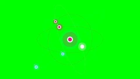 Abstract minimalist atomic structure visualization on solid green background Video stock 341823649