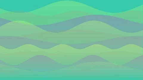 Abstract Minimalist Background with Soft Green and Teal Wavy Layers and Tra.. Stock Illustration
