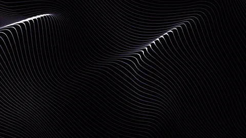 Abstract minimalist black background. White particle waves seamlessly flowing Stock Footage 304172123