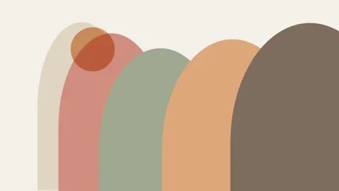 Abstract minimalist composition with layered arches and a circular sun Video stock 335117985