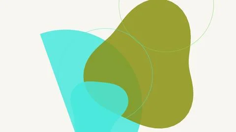 Abstract Minimalist Composition with Overlapping Cyan and Green Organic Sha.. Stock Illustration