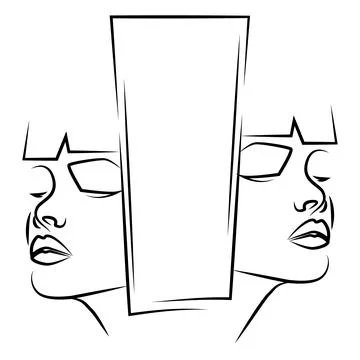 Abstract minimalist face one line drawing logo. Portrait of beautiful women Stock Illustration