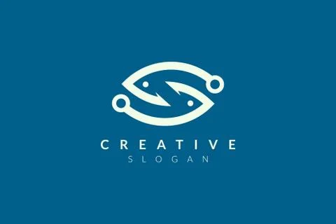 Abstract minimalist fish shape vector design. Simple fish design, flat logo s Stock Illustration