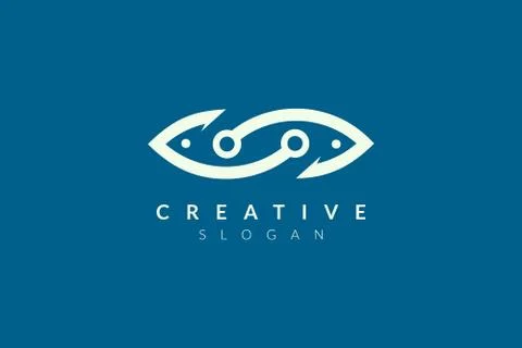 Abstract minimalist fish shape vector design. Simple fish design, flat logo s Stock Illustration