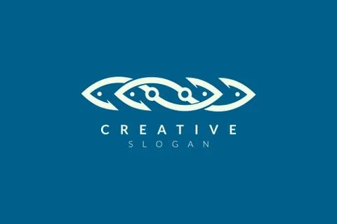 Abstract minimalist fish shape vector design. Simple fish design, flat logo s Stock Illustration