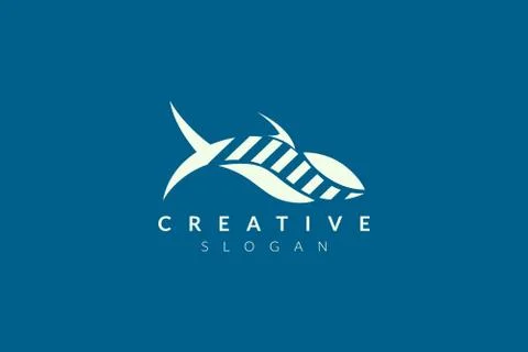 Abstract minimalist fish shape vector design. Simple fish design, flat logo s Illustrazione stock