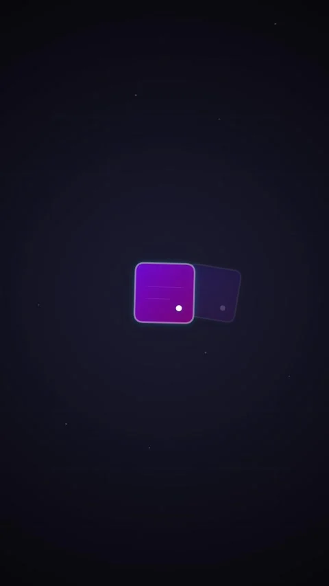 Abstract Minimalist Floating Blue Square Icon with Glowing Particle on Dark.. Stock Footage 346203033
