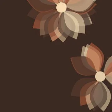 Abstract Minimalist Floral Design with Translucent Earthy Petals on Dark Brown Stock Illustration