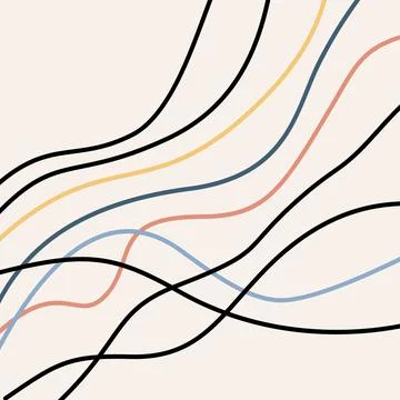 Abstract minimalist flowing lines background in pastel colors. 스톡 일러스트