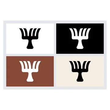 Abstract Minimalist Fork Symbol Logo Design Set Stock Illustration