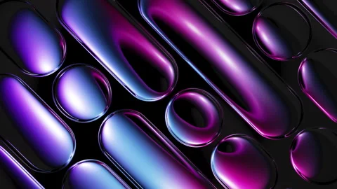 Abstract minimalist geometric background. Iridescent bubbles in gradients Stock Footage 332053492