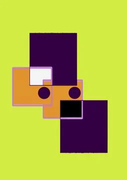 Abstract Minimalist Geometric Composition with Overlapping Colorful Squa Stock Illustration
