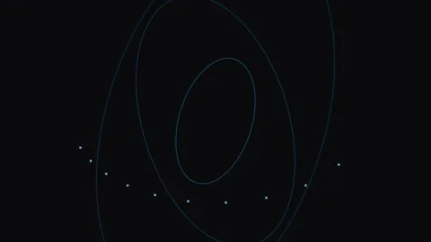 Abstract minimalist graphic design featuring concentric orbital path ellipses Stock Footage 339617460