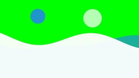 Abstract minimalist graphic featuring a green wave and two distinct circles 스톡 동영상 340903160