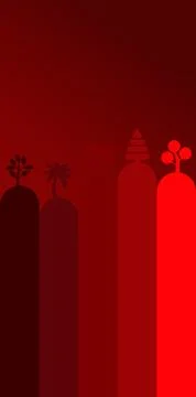 Abstract minimalist landscape with stylized trees in various shades of red Stock Illustration