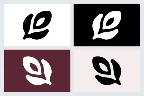 Abstract Minimalist Leaf Logo Icon Design Set Stock Illustration