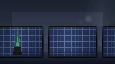 Abstract minimalist motion graphic featuring three blue grid panels and a s.. Stock Footage 345694133