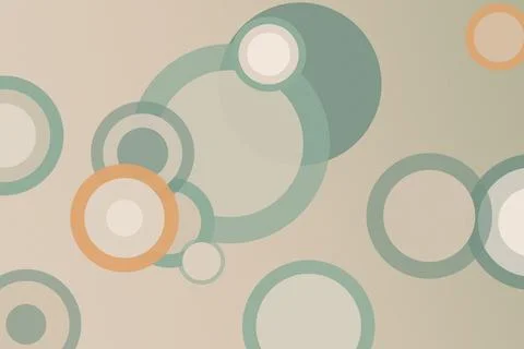 Abstract minimalist pattern of overlapping circles and loops in soft teal a.. Stock Illustration