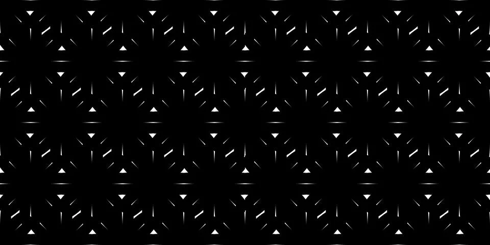 Abstract Minimalist Pattern, white Triangles and Lines on black background Stock Illustration