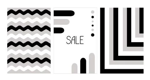 Abstract minimalist posters set, simple forms, organic geometric shape vector Stock Illustration