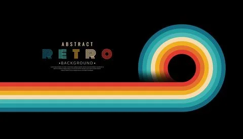 Abstract minimalist retro background with rounded stripe elements. Retro su.. Stock Illustration