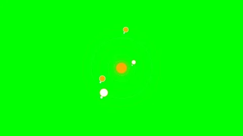 Abstract minimalist solar system animation on a vivid chroma green background Stock Footage 341824042
