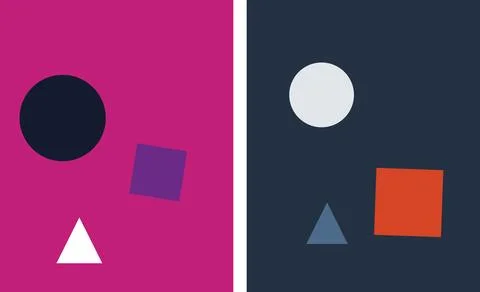 Abstract minimalist vector poster with geometric circle square and triangle.. Stock Illustration