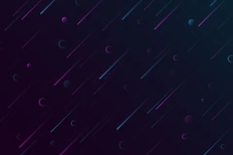 Abstract minimalistic background with falling multicolored meteorites in spac Stock Illustration