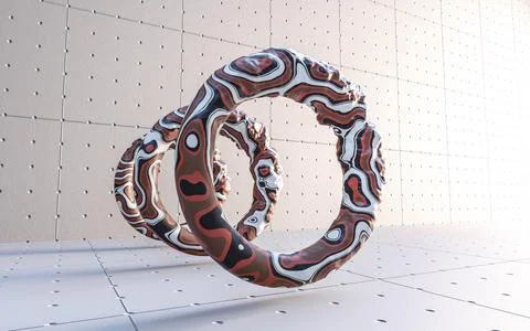 Abstract minimalistic design ring geometric shape object structure 3d render イラスト素材