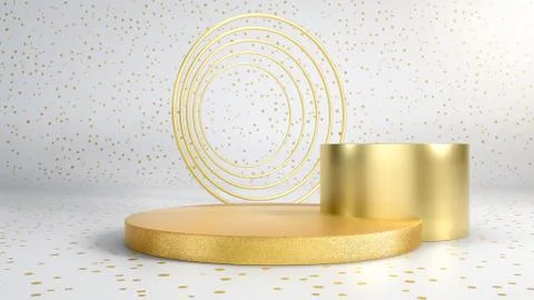 Abstract minimalistic scene with golden podium, stage or pedestal with golden Illustrazione stock