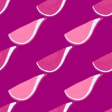 Abstract minimalistic seamless food pattern with simple fig ornament. Pink pa Stock Illustration