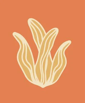 Abstract minimalistic tropical leaf in boho style and lines. Template, poster 스톡 일러스트