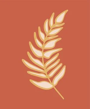 Abstract minimalistic tropical leaf in boho style and lines. Template, poster Illustrazione stock
