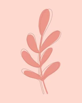 Abstract minimalistic tropical leaf in boho style and lines. Template, poster Stock Illustration