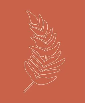 Abstract minimalistic tropical leaf in boho style and lines. Template, poster Illustrazione stock