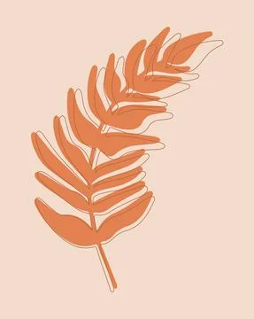 Abstract minimalistic tropical leaf in boho style and lines. Template, poster Stock Illustration