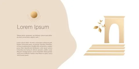 Abstract minimalistic Vector, arch with stairs, leader success concept banner Stock Illustration