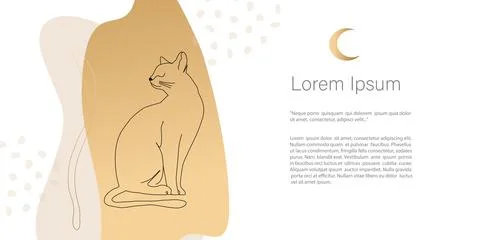 Abstract minimalistic Vector cat. Line art drawing with abstract shape in tre Stock Illustration