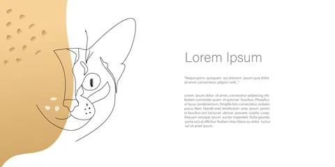 Abstract minimalistic Vector cat. Line art drawing with abstract shape in tre Stock Illustration