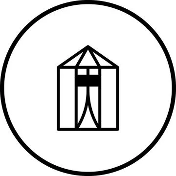 Abstract minimalistic vector icon of a building within a circular border desi Ilustración de archivo