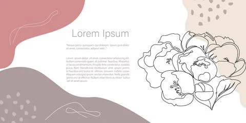 Abstract minimalistic Vector one line Template. leaves and flower in trendy p Stock Illustration