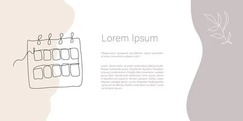 Abstract minimalistic Vector Template. Calendar, diary, planner. line art dra Stock Illustration