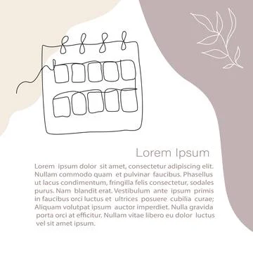 Abstract minimalistic Vector Template. Calendar, diary, planner. line art dra Stock Illustration